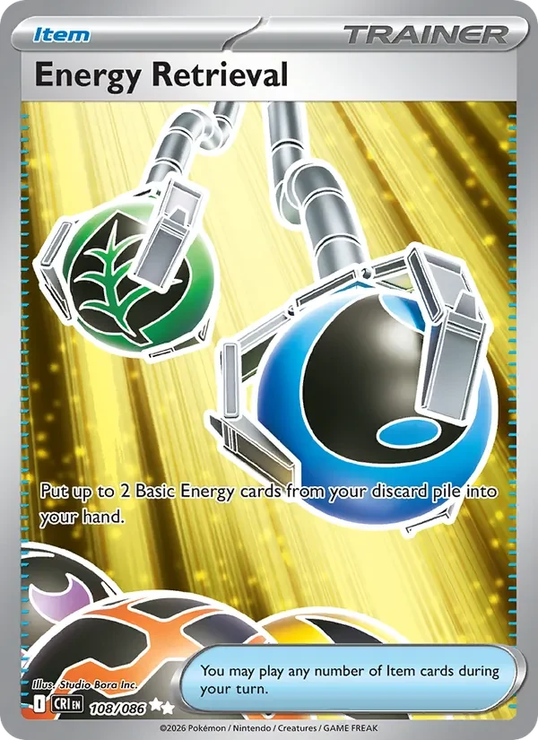 Energy Retrieval 108/086 Chaos Rising Pokémon card, Ultra Rare, front scan