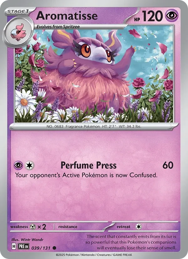 Aromatisse 039/131 Prismatic Evolutions Pokémon card, Common, front scan