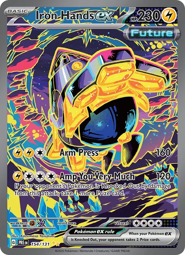 Iron Hands ex 154/131 Prismatic Evolutions Pokémon card, Special Illustration Rare, front scan