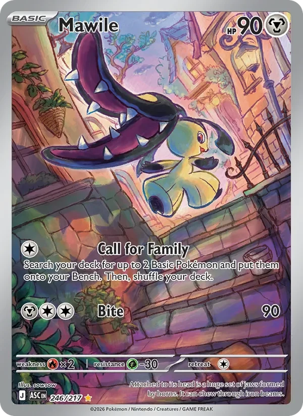 Mawile 246/217 Ascended Heroes Pokémon card, Illustration Rare, front scan