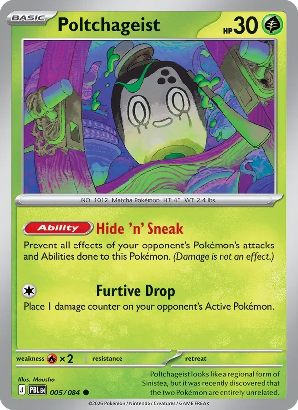 Poltchageist 005/084 Pitch Black Pokémon card, Common, front scan