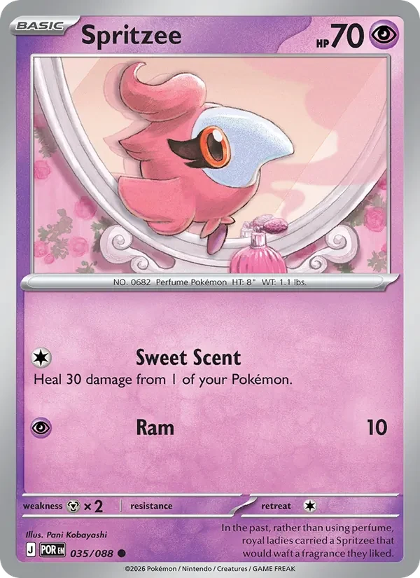Spritzee 035/088 Perfect Order Pokémon card, Common, front scan