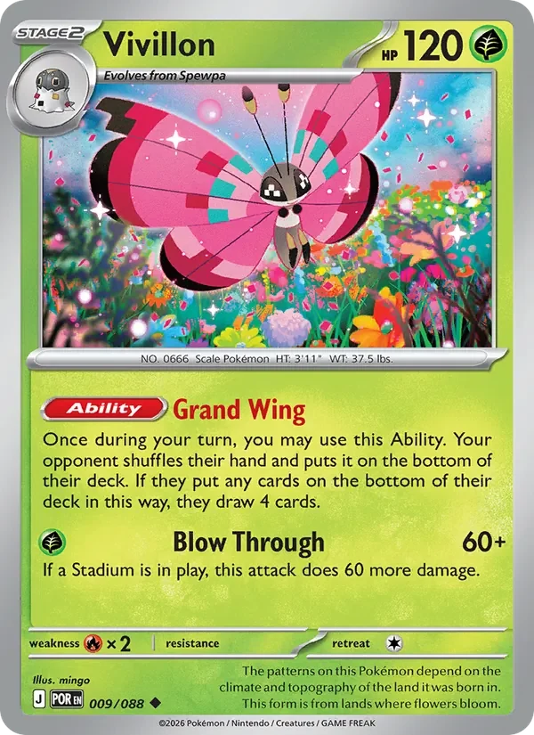 Vivillon 009/088 Perfect Order Pokémon card, Uncommon, front scan