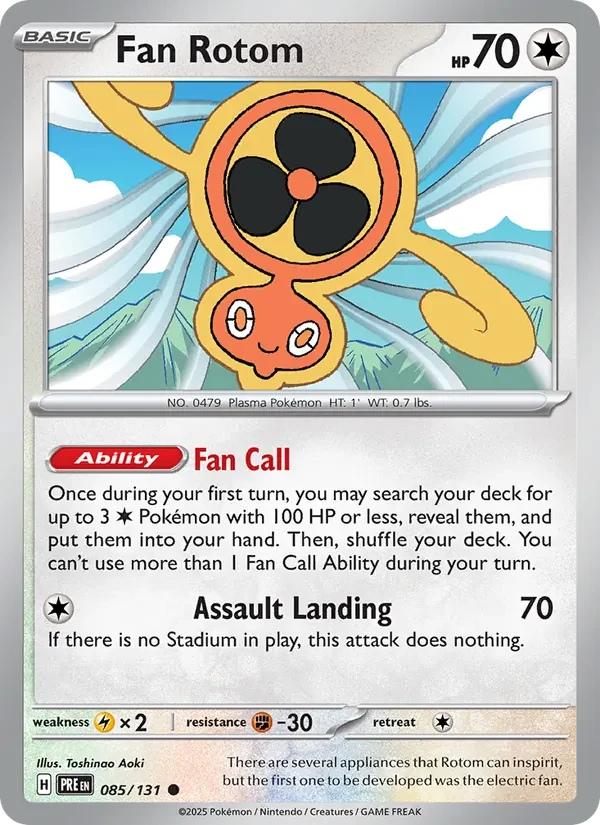 Fan Rotom 085/131 Prismatic Evolutions Pokémon card, Common, front scan
