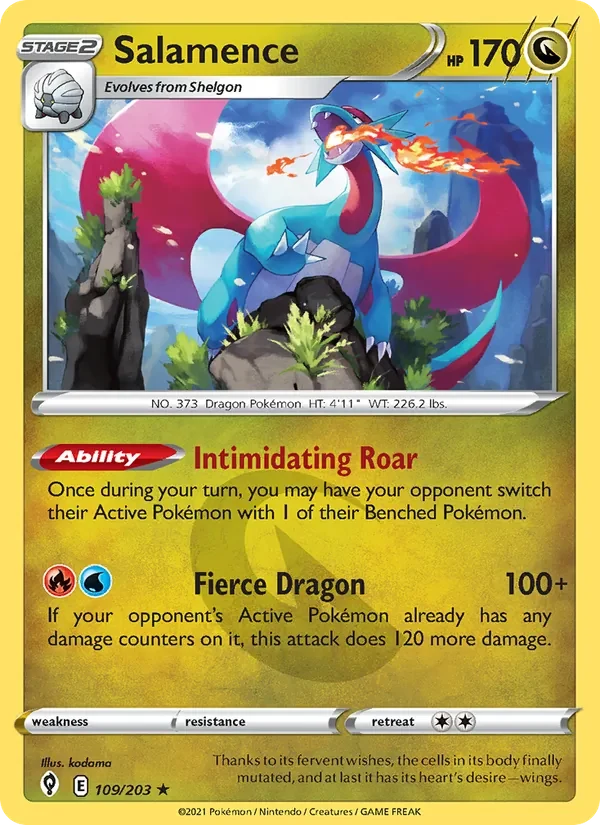 Salamence 109/203 Evolving Skies Pokémon card, Holo Rare, front scan