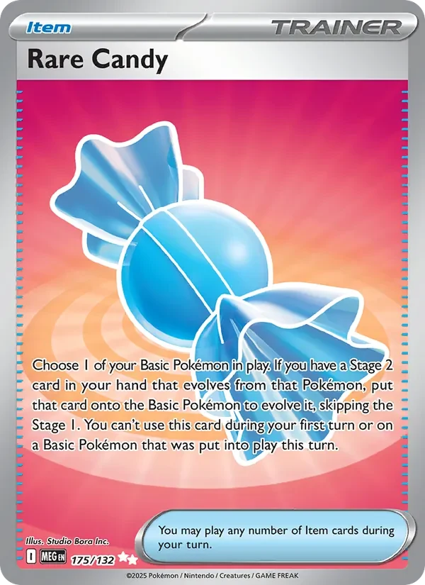 Rare Candy 175/132 Mega Evolution Pokémon card, Ultra Rare, front scan