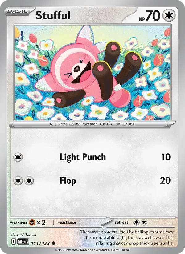 Stufful 111/132 Mega Evolution Pokémon card, Common, front scan
