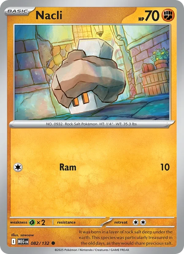 Nacli 082/132 Mega Evolution Pokémon card, Common, front scan