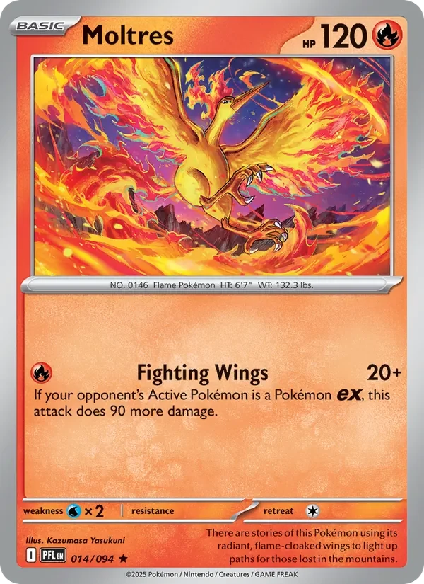 Moltres 014/094 Phantasmal Flames Pokémon card, Rare, front scan