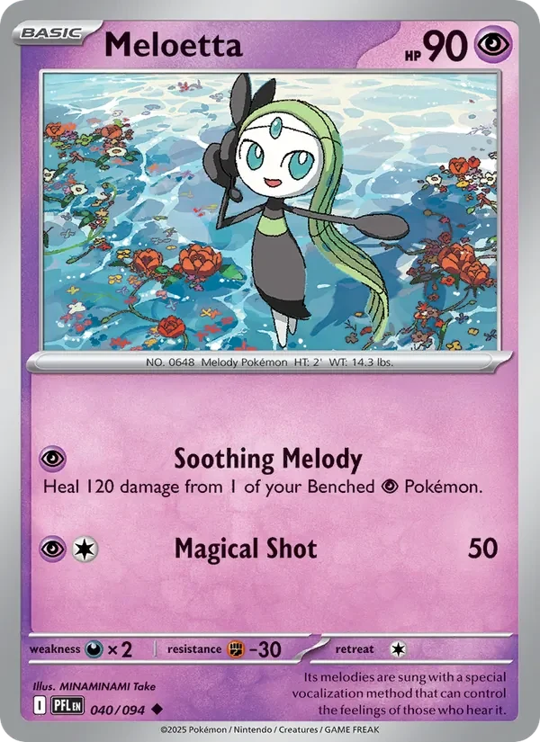 Meloetta 040/094 Phantasmal Flames Pokémon card, Uncommon, front scan