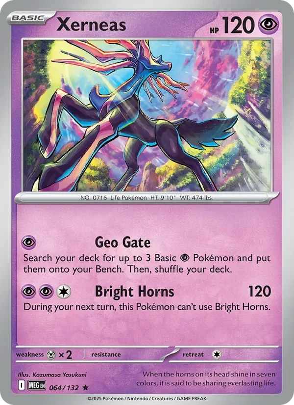 Xerneas 064/132 Mega Evolution Pokémon card, Rare, front scan
