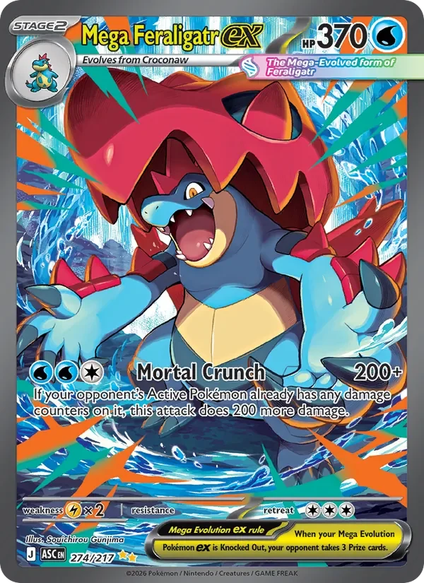 Mega Feraligatr ex 274/217 Ascended Heroes Pokémon card, Special Illustration Rare, front scan