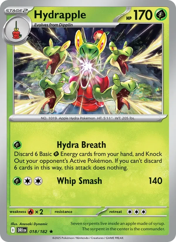 Hydrapple 018/182 Destined Rivals Pokémon card, Rare, front scan