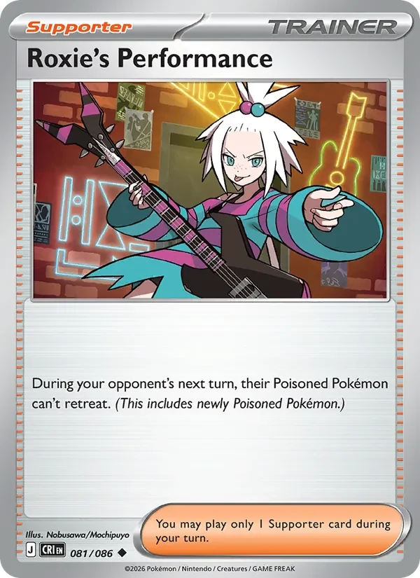 Roxie's Performance 081/086 Chaos Rising Pokémon card, Uncommon, front scan