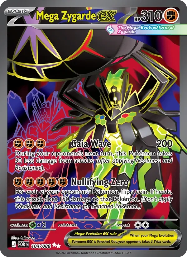 Mega Zygarde ex 104/088 Perfect Order Pokémon card, Ultra Rare, front scan