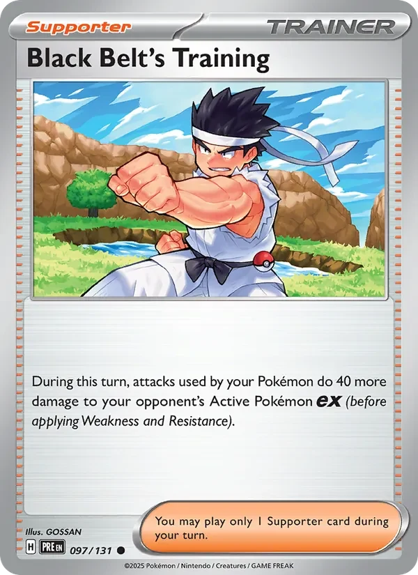 Black Belt's Training 097/131 Prismatic Evolutions Pokémon card, Common, front scan