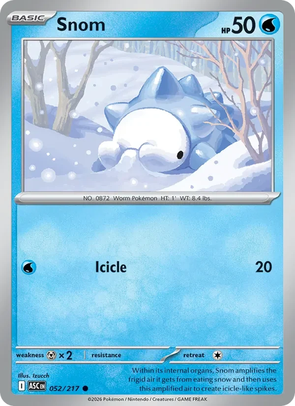 Snom 052/217 Ascended Heroes Pokémon card, Common, front scan