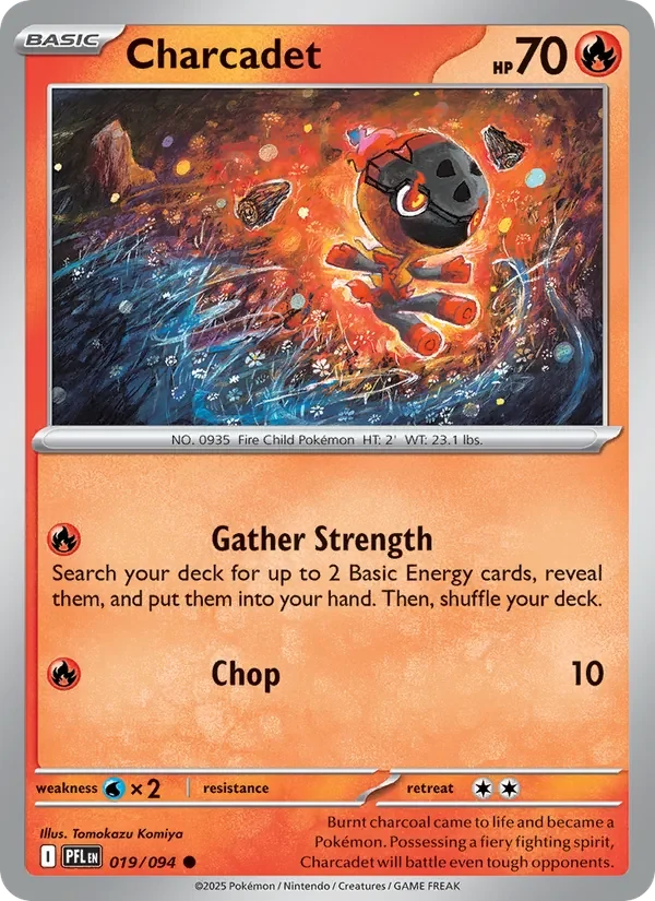 Charcadet 019/094 Phantasmal Flames Pokémon card, Common, front scan