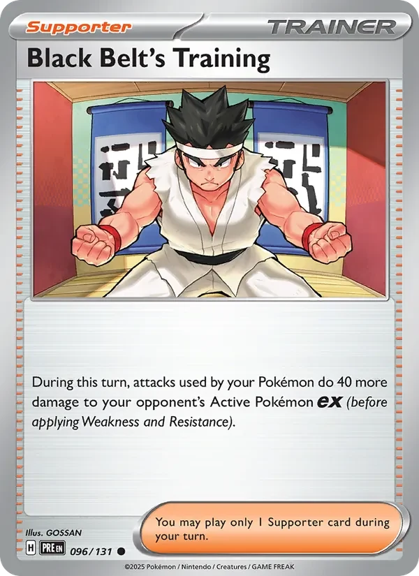 Black Belt's Training 096/131 Prismatic Evolutions Pokémon card, Common, front scan