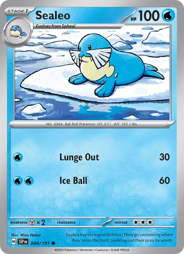 Sealeo 044/191 Surging Sparks Pokémon card, Common, front scan