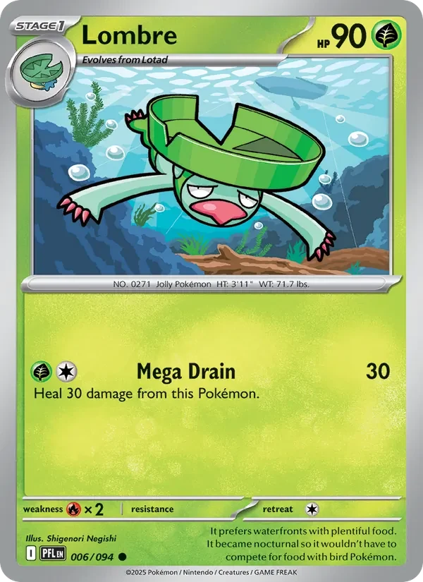 Lombre 006/094 Phantasmal Flames Pokémon card, Common, front scan