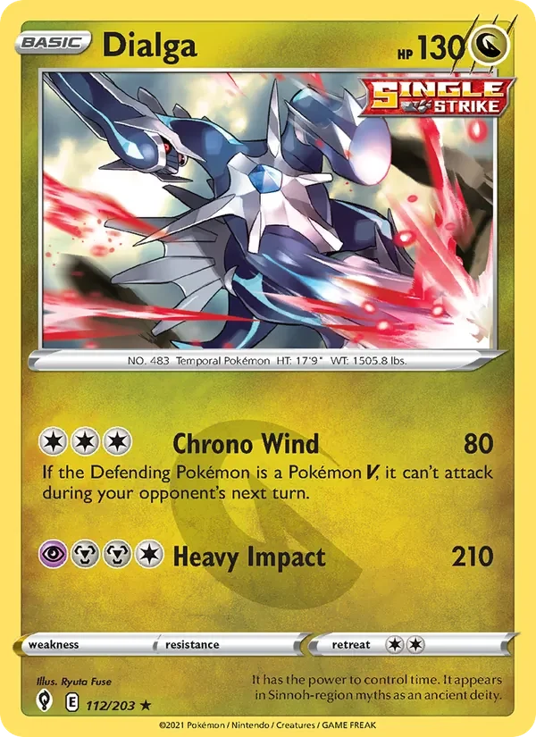 Dialga 112/203 Evolving Skies Pokémon card, Holo Rare, front scan
