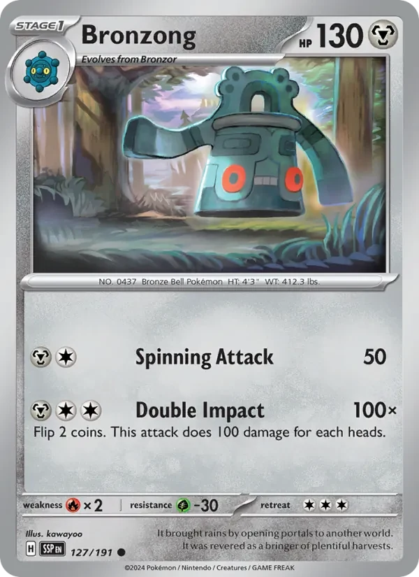Bronzong 127/191 Surging Sparks Pokémon card, Common, front scan