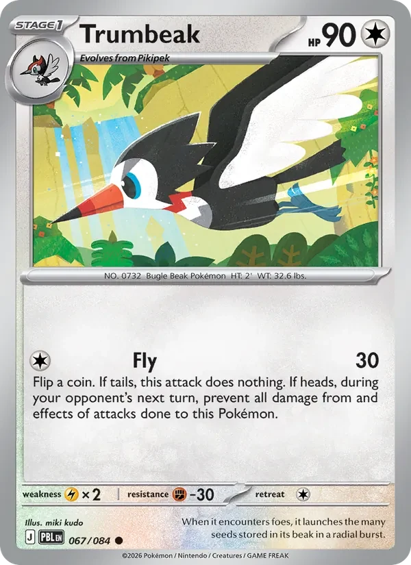 Trumbeak 067/084 Pitch Black Pokémon card, Common, front scan