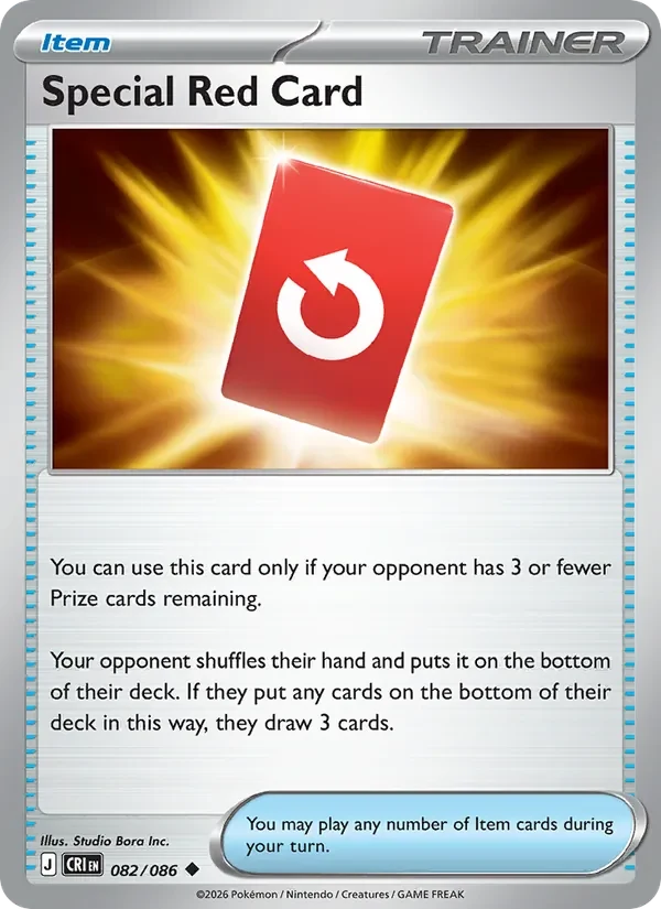Special Red Card 082/086 Chaos Rising Pokémon card, Uncommon, front scan