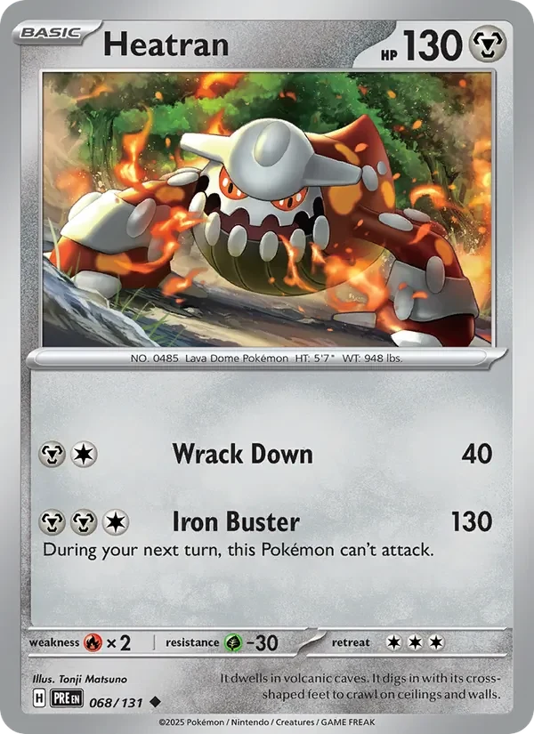 Heatran 068/131 Prismatic Evolutions Pokémon card, Uncommon, front scan