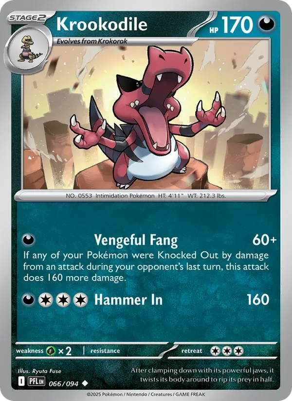 Krookodile 066/094 Phantasmal Flames Pokémon card, Uncommon, front scan