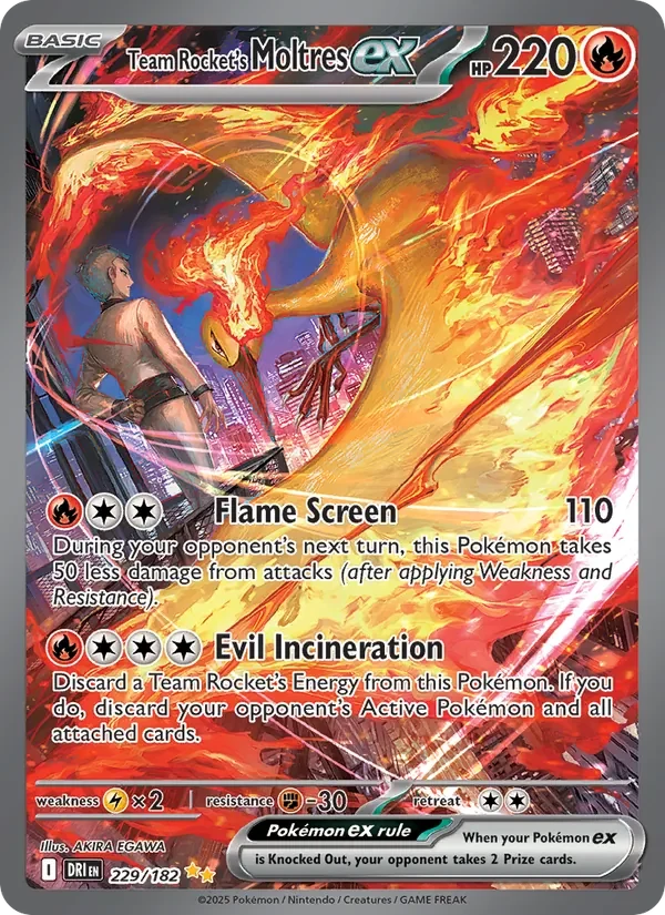 Team Rocket's Moltres ex 229/182 card scan