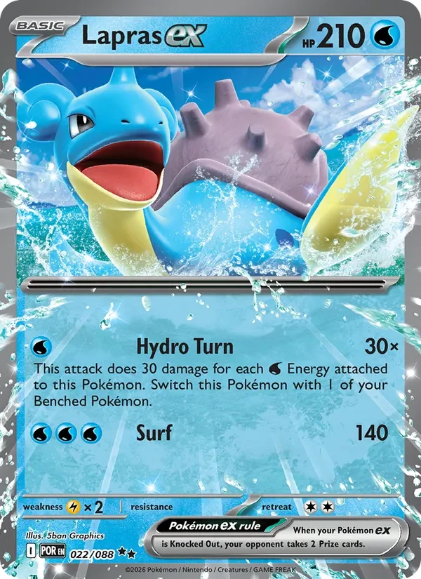 Lapras ex 022/088 Perfect Order Pokémon card, Double Rare, front scan