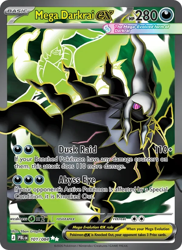 Mega Darkrai ex 101/084 Pitch Black Pokémon card, Ultra Rare, front scan