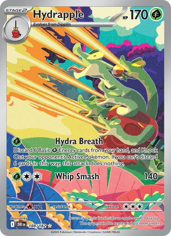 Hydrapple 188/182 Destined Rivals Pokémon card, Illustration Rare, front scan