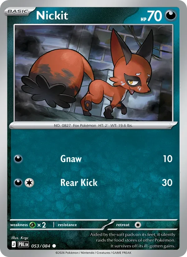 Nickit 053/084 Pitch Black Pokémon card, Common, front scan