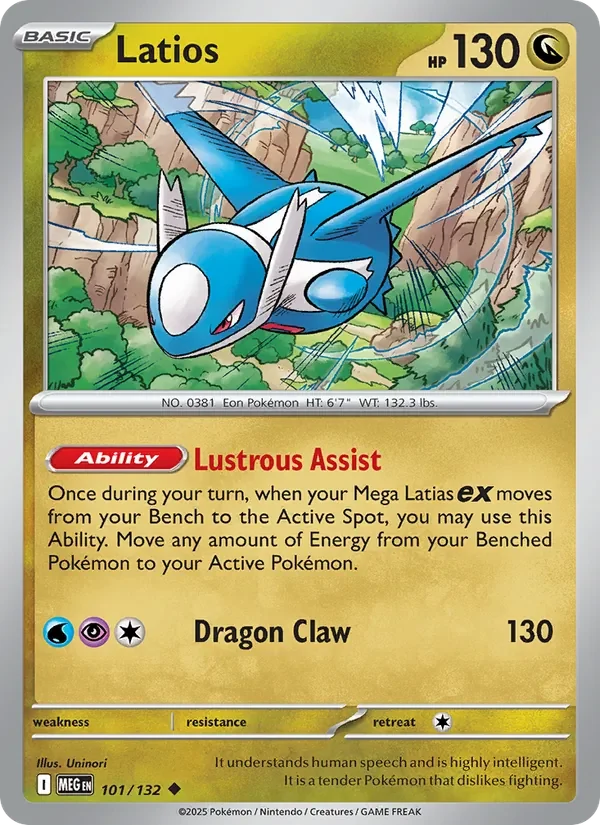 Latios 101/132 Mega Evolution Pokémon card, Uncommon, front scan