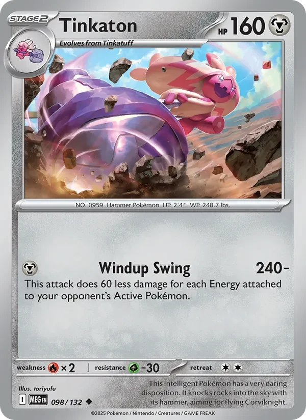 Tinkaton 098/132 Mega Evolution Pokémon card, Uncommon, front scan
