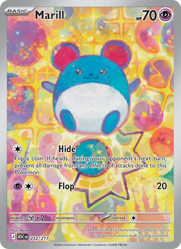 Marill 232/217 Ascended Heroes Pokémon card, Illustration Rare, front scan