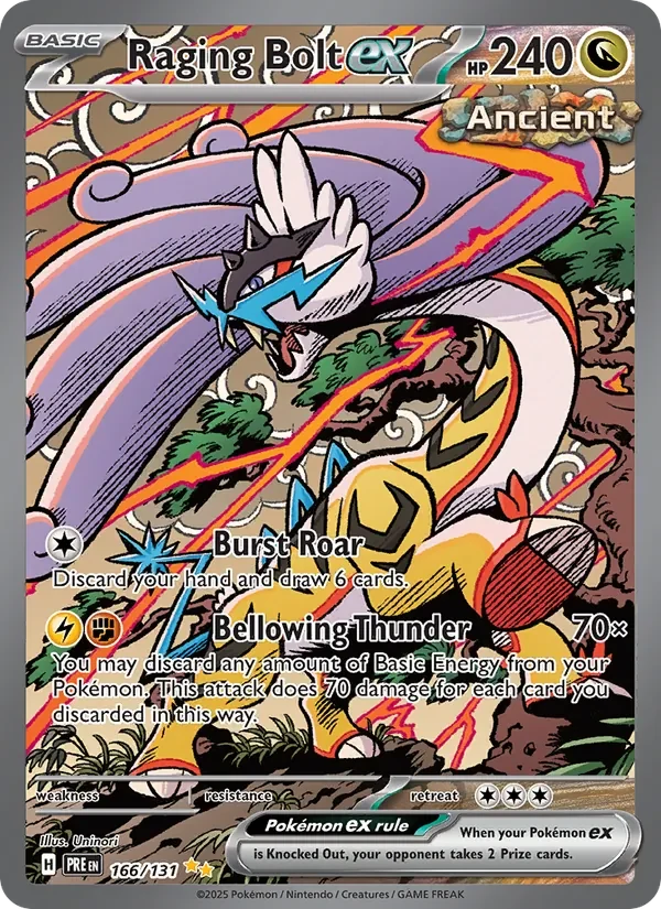 Raging Bolt ex 166/131 Prismatic Evolutions Pokémon card, Special Illustration Rare, front scan