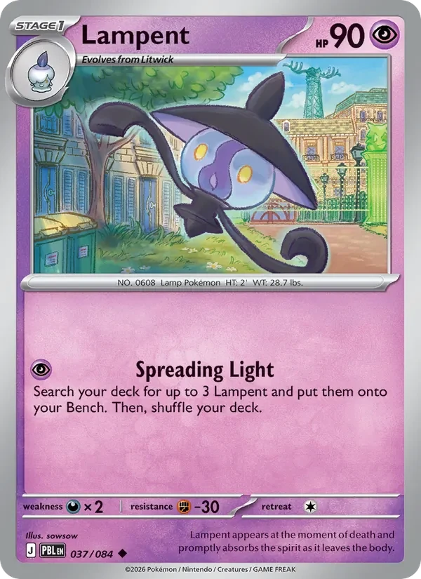Lampent 037/084 Pitch Black Pokémon card, Uncommon, front scan