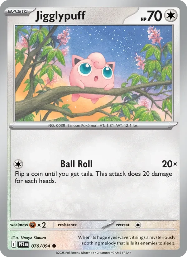 Jigglypuff 076/094 Phantasmal Flames Pokémon card, Common, front scan