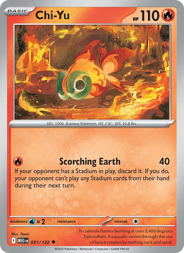 Chi-Yu 031/132 Mega Evolution Pokémon card, Uncommon, front scan
