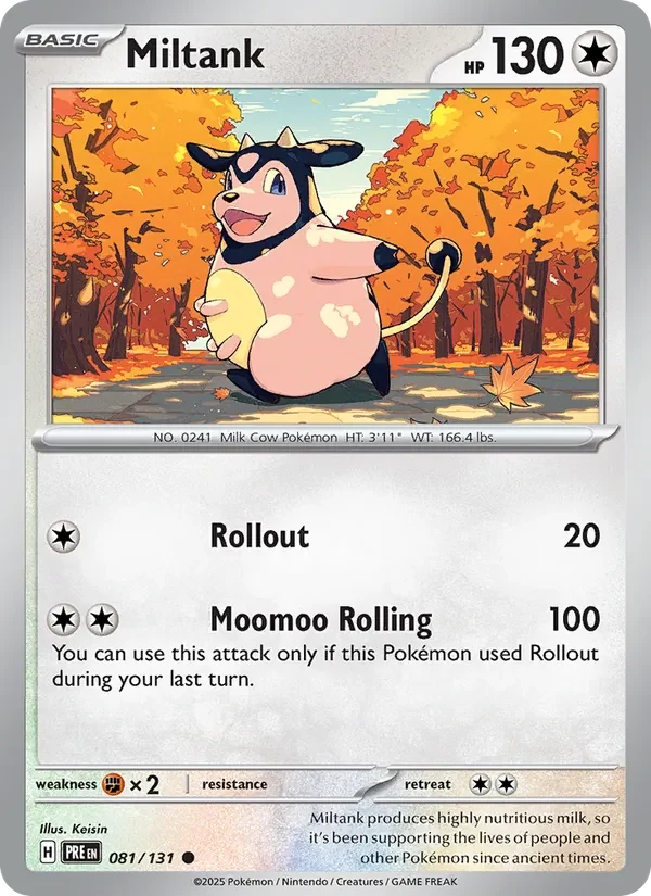 Miltank 081/131 Prismatic Evolutions Pokémon card, Common, front scan
