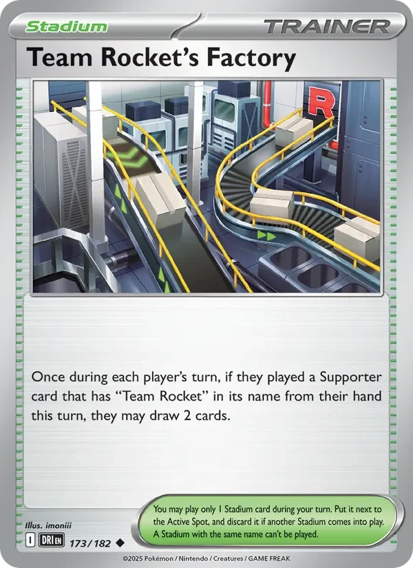 Team Rocket's Factory 173/182 Destined Rivals Pokémon card, Uncommon, front scan