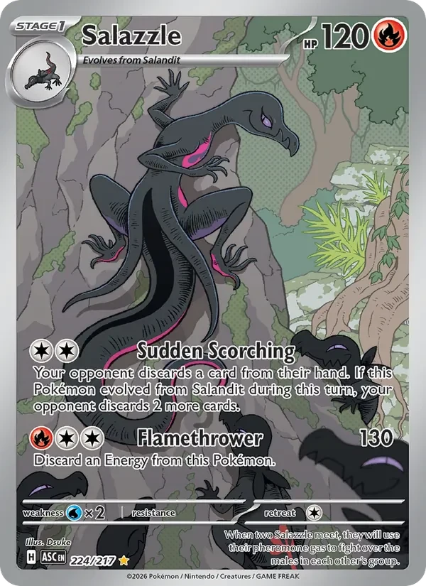 Salazzle 224/217 Ascended Heroes Pokémon card, Illustration Rare, front scan