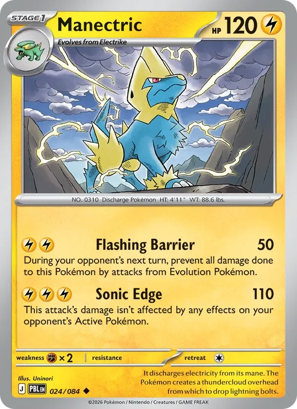 Manectric 024/084 Pitch Black Pokémon card, Uncommon, front scan