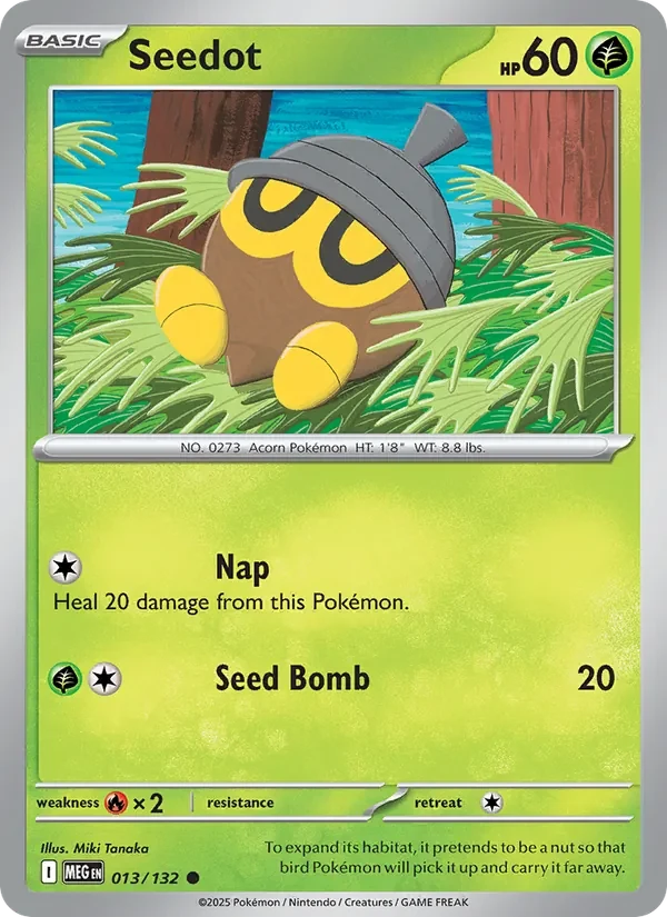 Seedot 013/132 Mega Evolution Pokémon card, Common, front scan