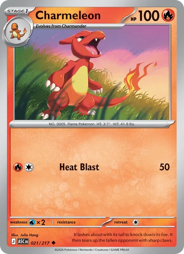 Charmeleon 021/217 Ascended Heroes Pokémon card, Uncommon, front scan