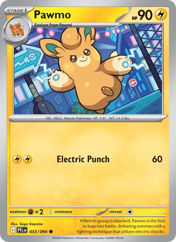 Pawmo 033/094 Phantasmal Flames Pokémon card, Common, front scan
